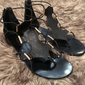 ALDO Black and Gold Gladiator Sandals